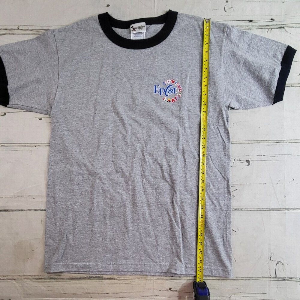 Vintage Walt Disney World Epcot Gray Ringer Short Sleeve T-Shirt Mens Size L EUC - Picture 4 of 6